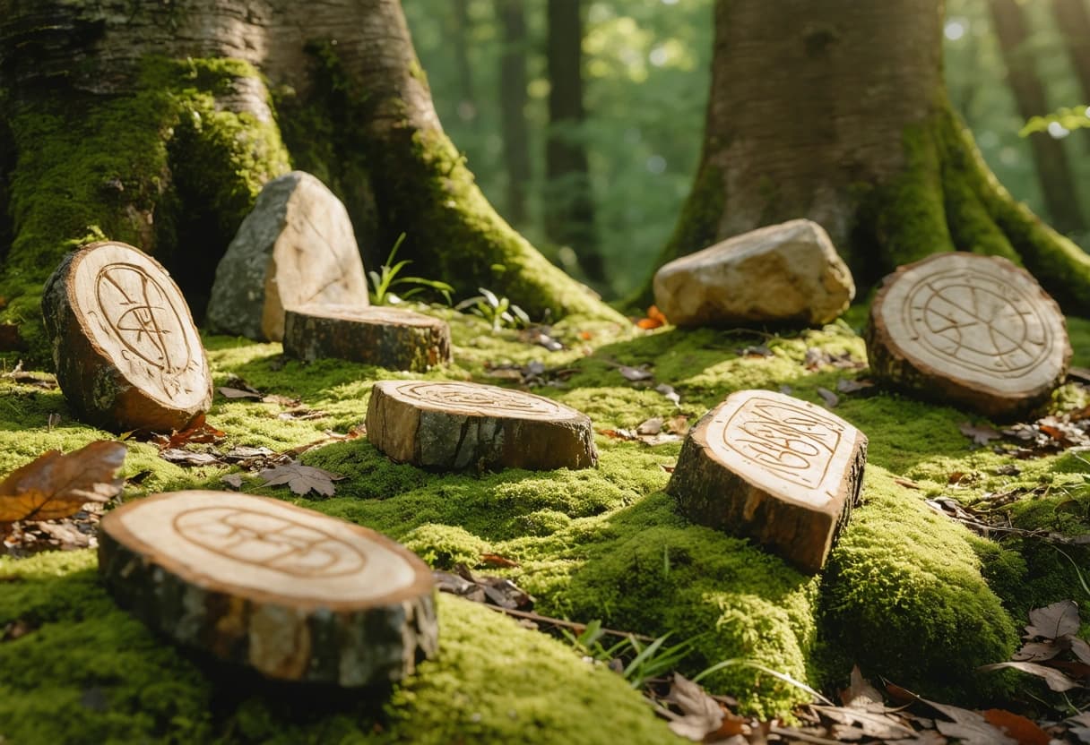 Illustration éditoriale — runes, alphabet sacré nordique
